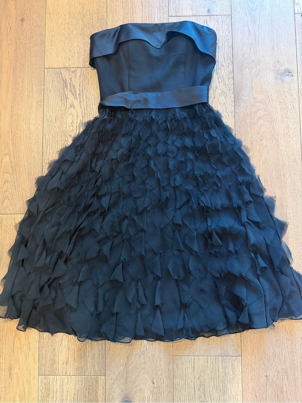 White House Black Market Black Strapless Ruffle Cocktail Dress